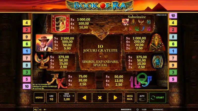 tabel plati book of ra deluxe