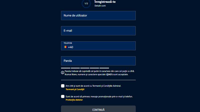 formular de inregistrare admiralbet casino
