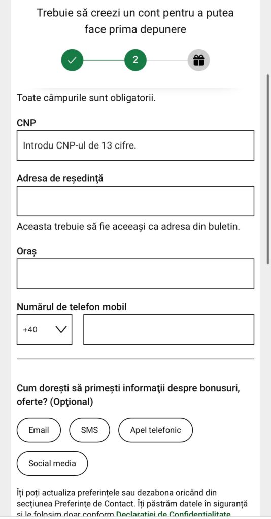 inregistrare unibet pas2