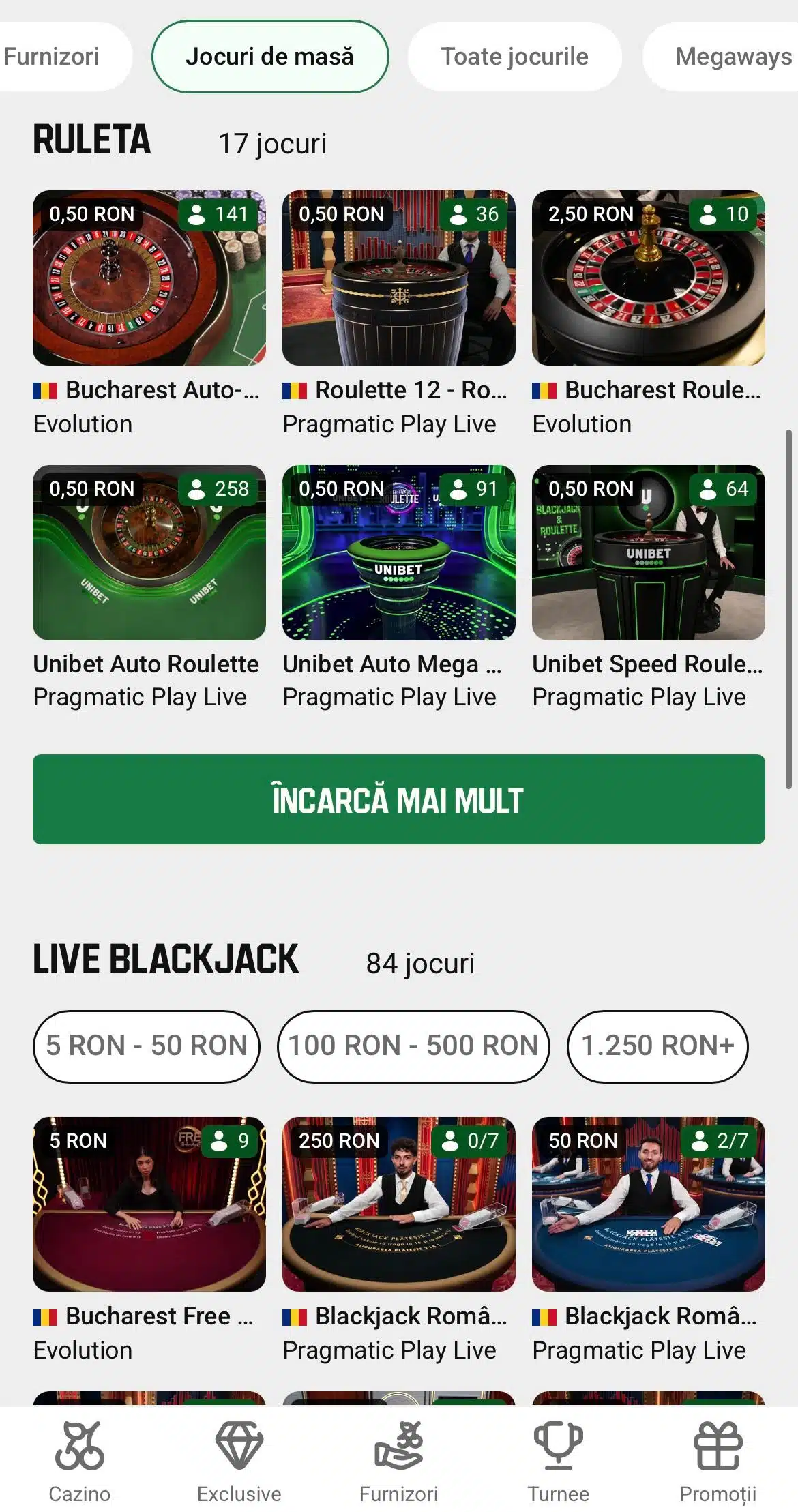 live cazino unibet
