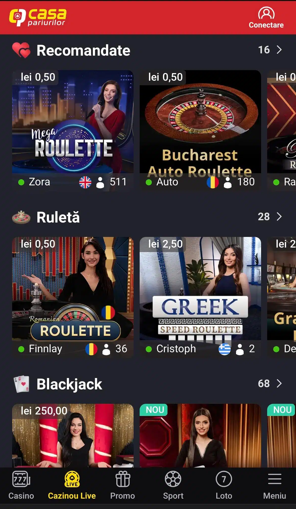 live casino casa pariurilor