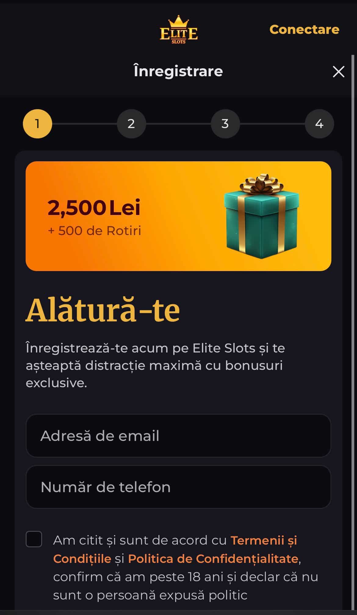 inregistrare elite slots