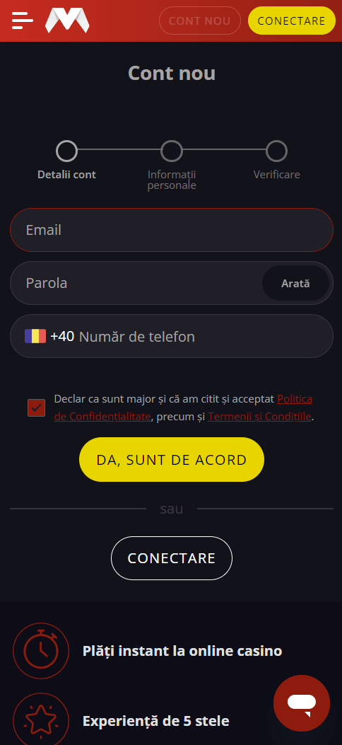 Inregistrare cont Magnumbet Casino