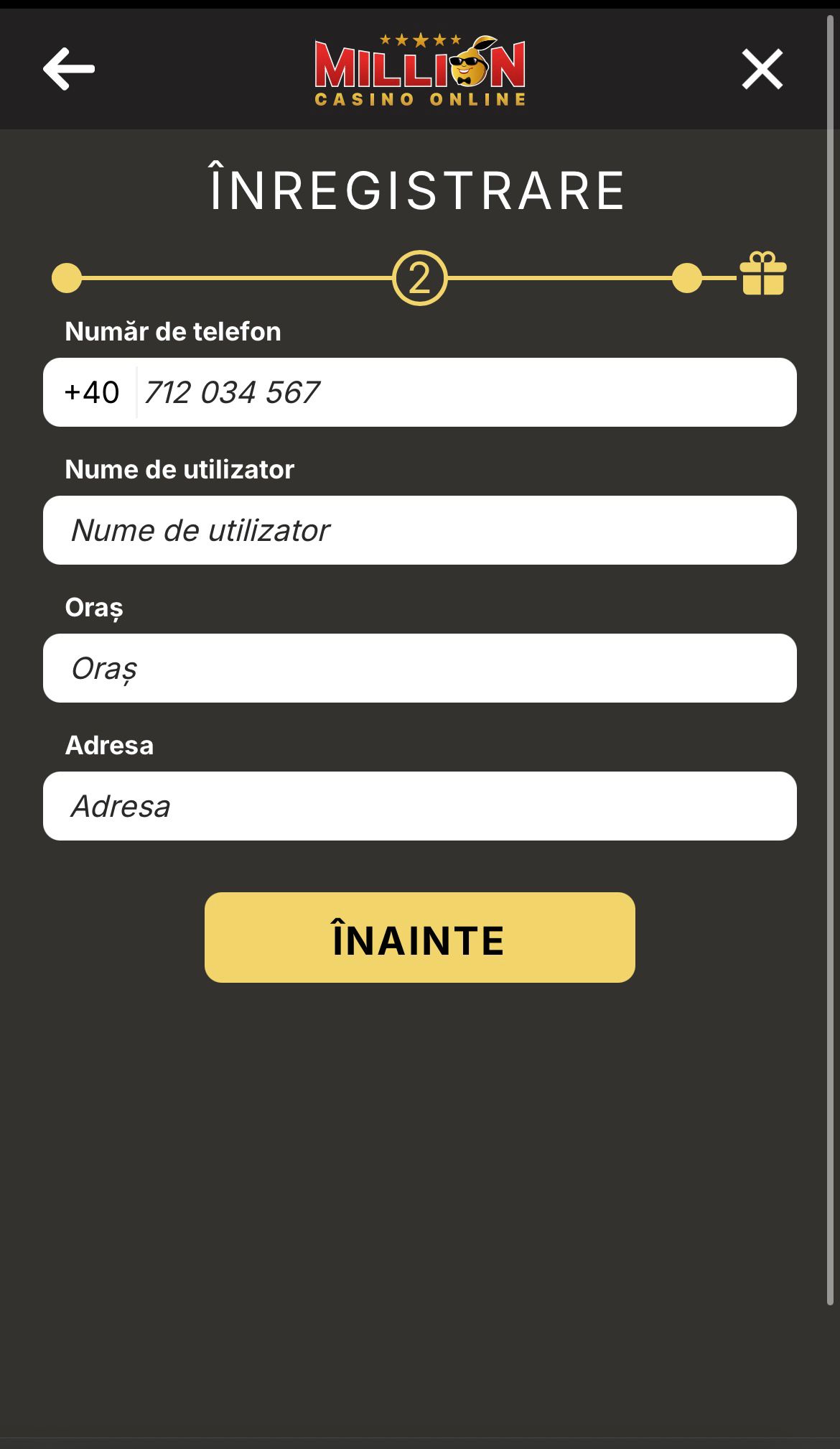 million inregistrare pas 2