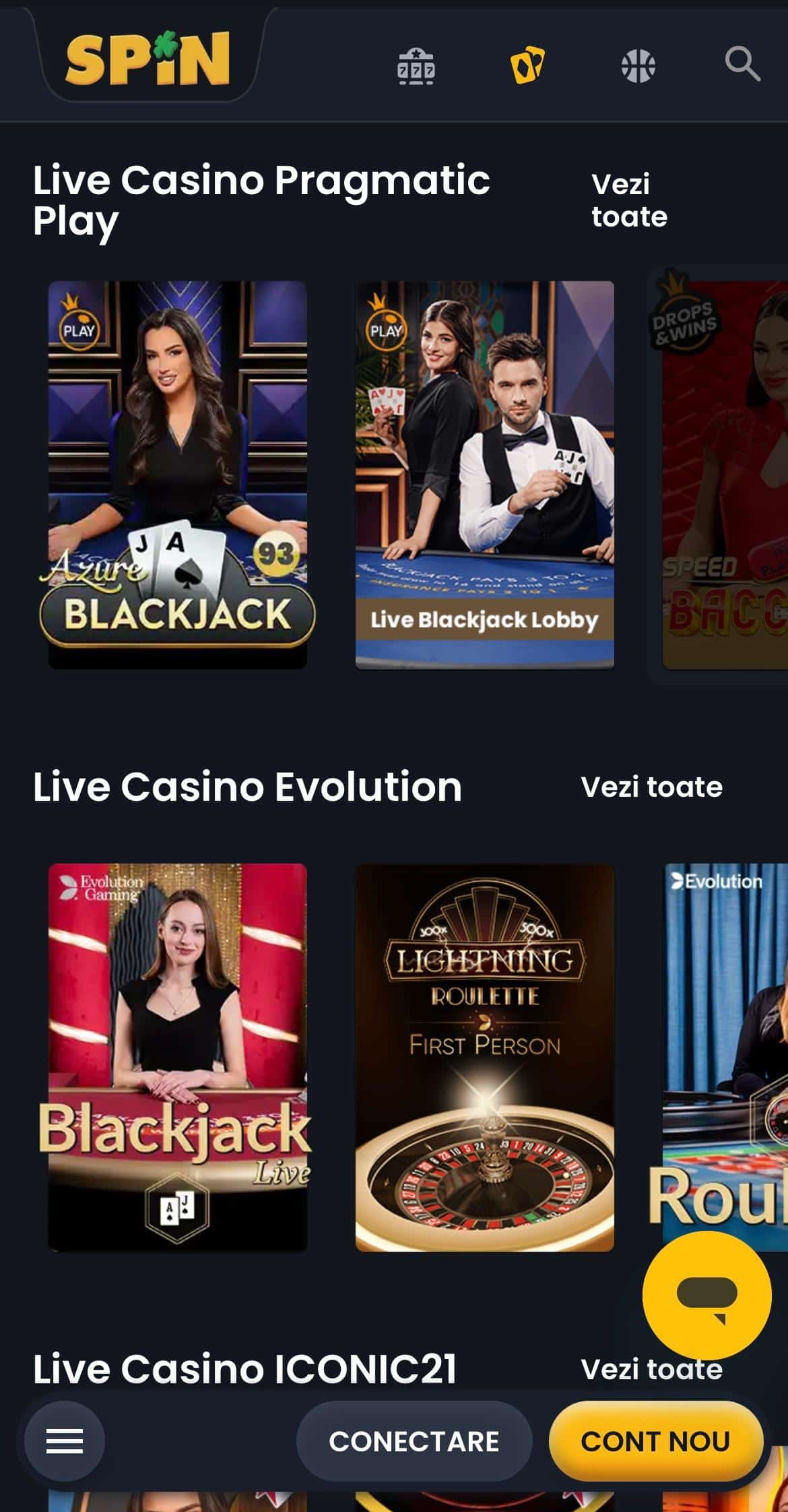 live casino spin.ro