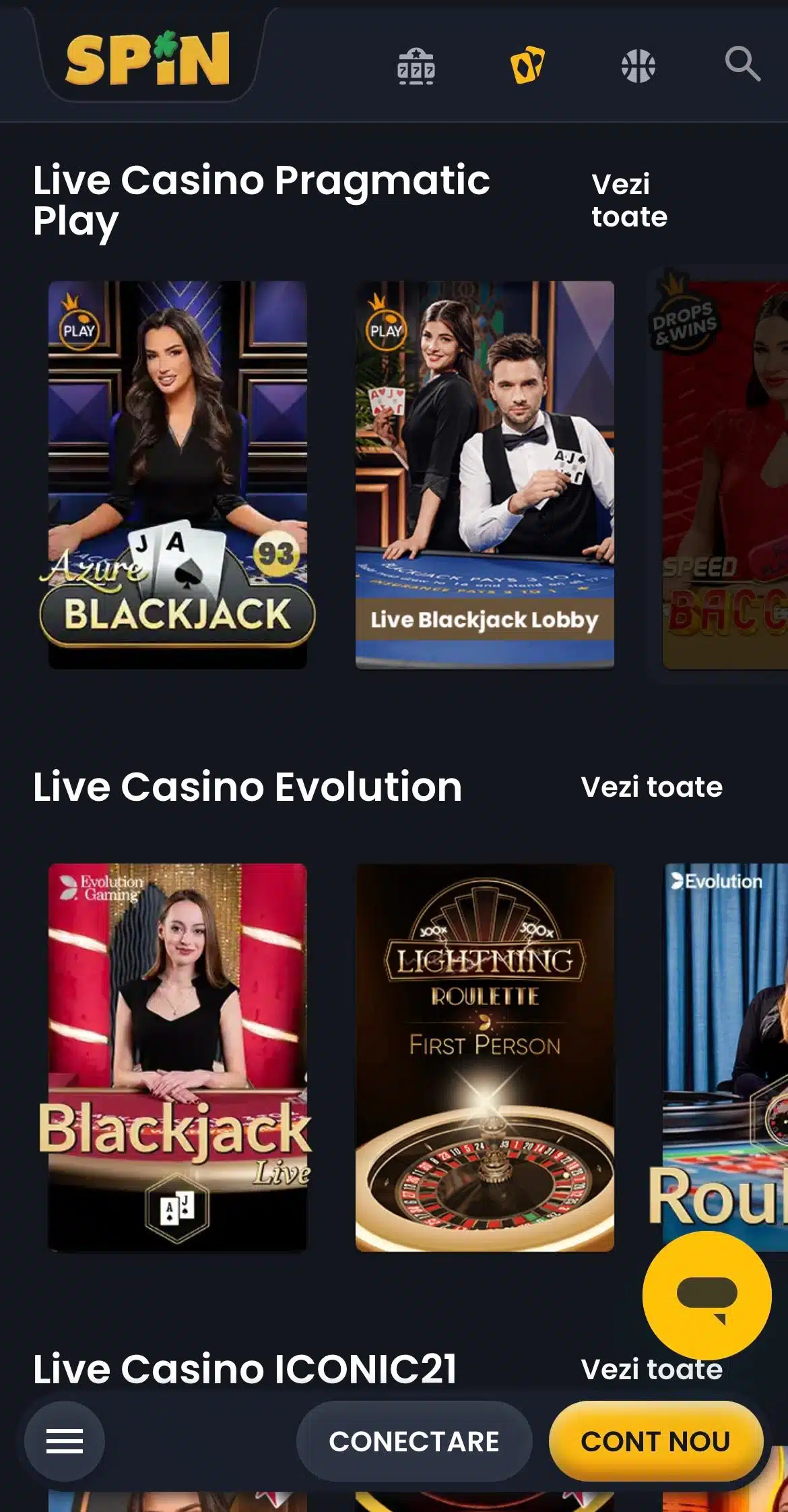 live casino spin.ro