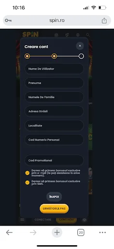 inregistrare spin casino online