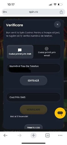 verificare cont spin casino