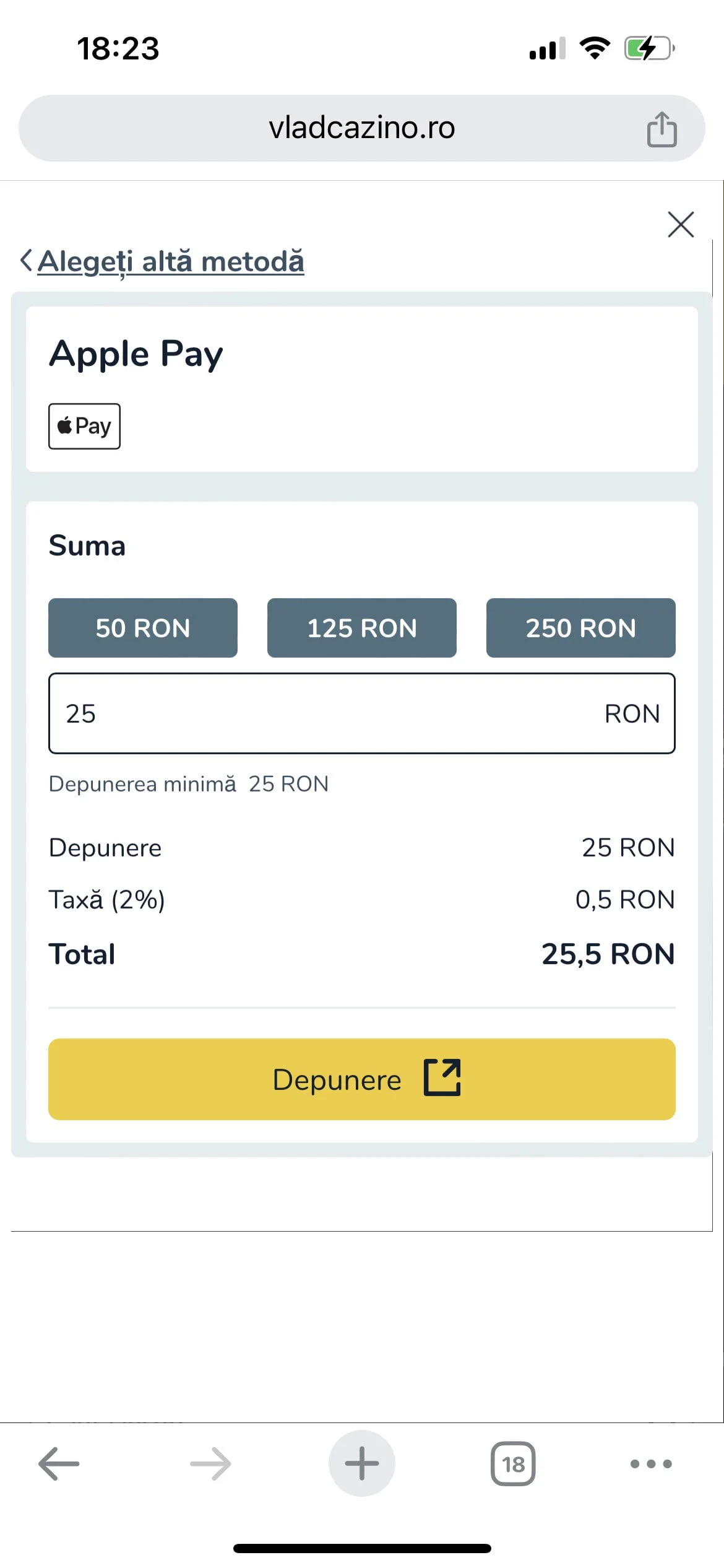 Completează suma de depus