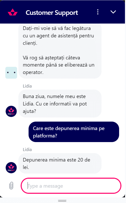 Favbet casino - live chat suport clienți pas 3