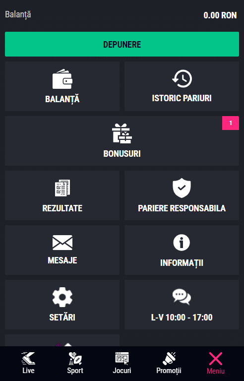 Favbet casino - proces depunere pas 1