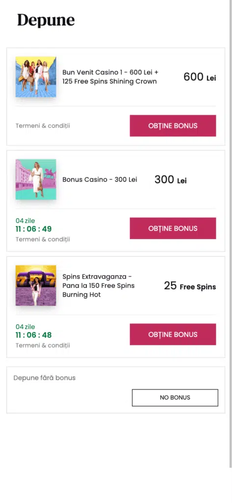 Alege unul din bonusurile LadyCasino
