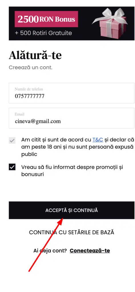 completeaza numarul de telefon si adresa de e-mail