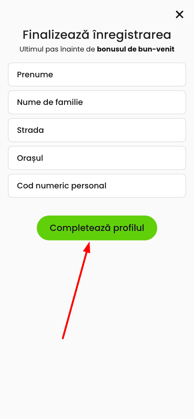 finalizeaza inregistrarea