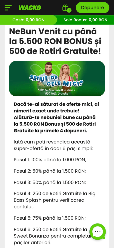 Profită de bonusul NeBun Venit la Wacko Casino