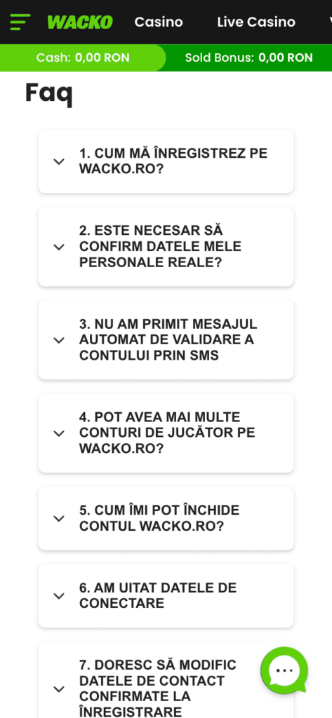 faq wacko casino