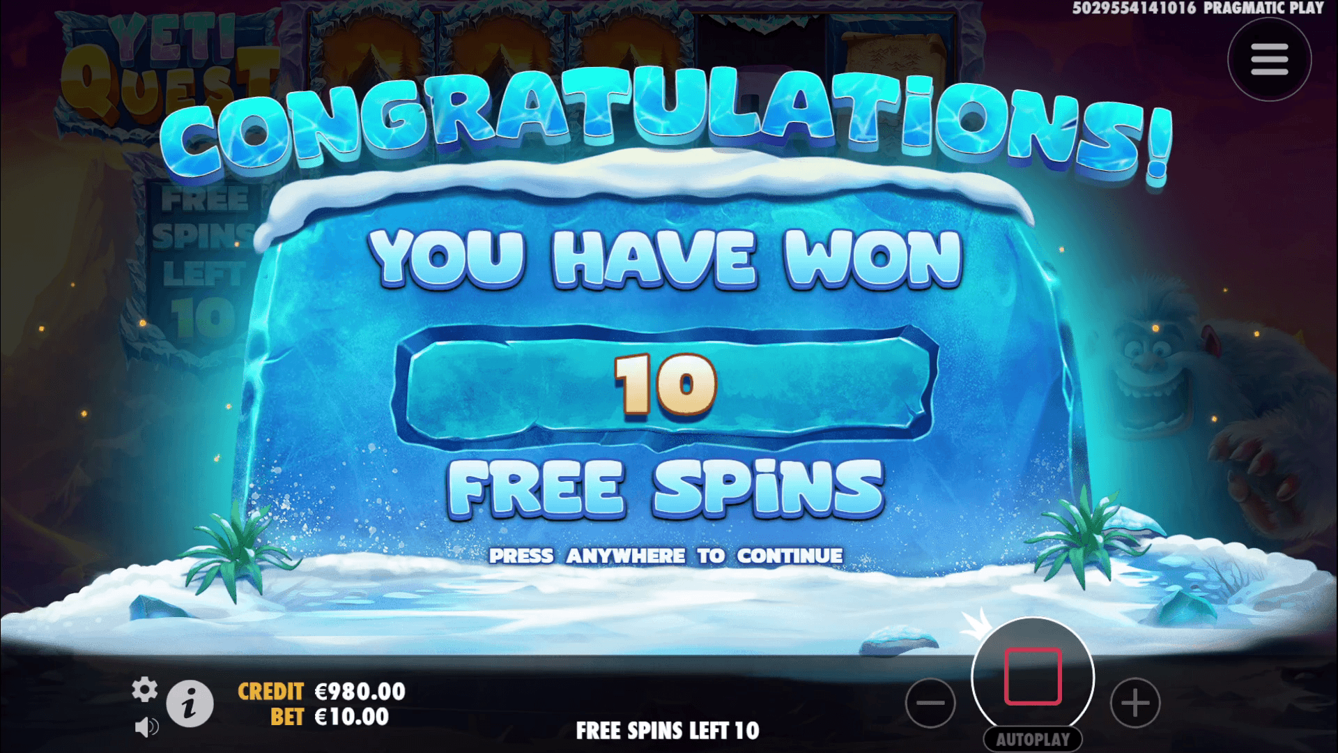 Yeti Quest free spins