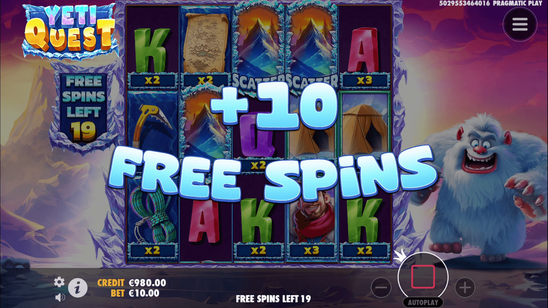 Yeti Quest extra free spins