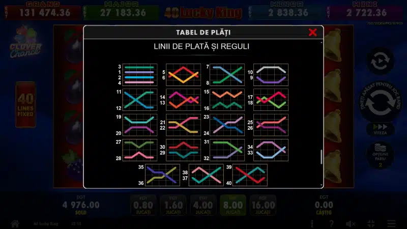 linii de plata 40 Lucky King