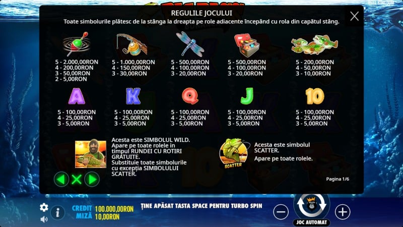 Big bass bonanza - tabel de plati