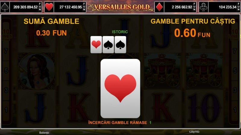 Ecranul Gamble din Versailles Gold cu cartea cu fața în jos