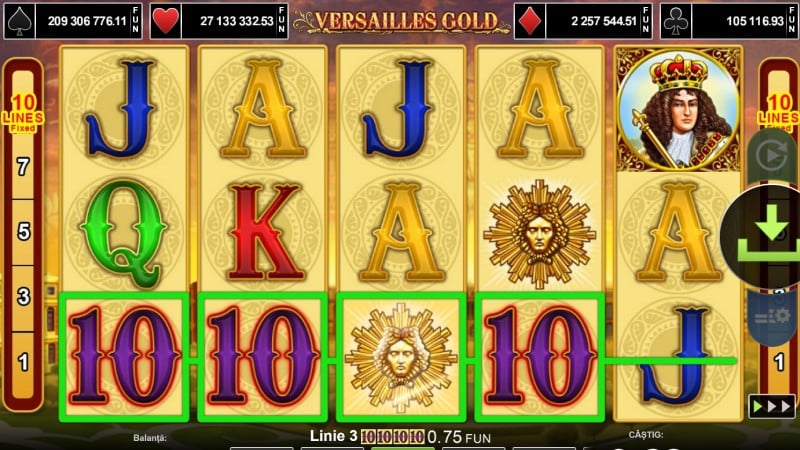 Trei sigilii regale pe role care pornesc rotirile gratuite în Versailles Gold