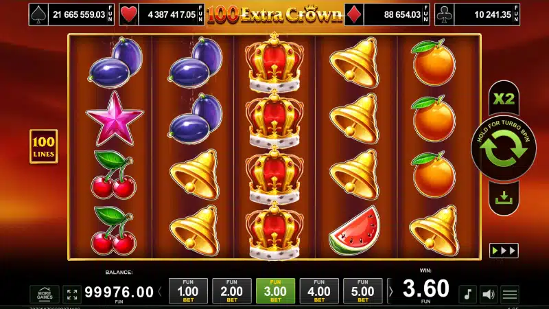 simbol wild 100 Extra Crown