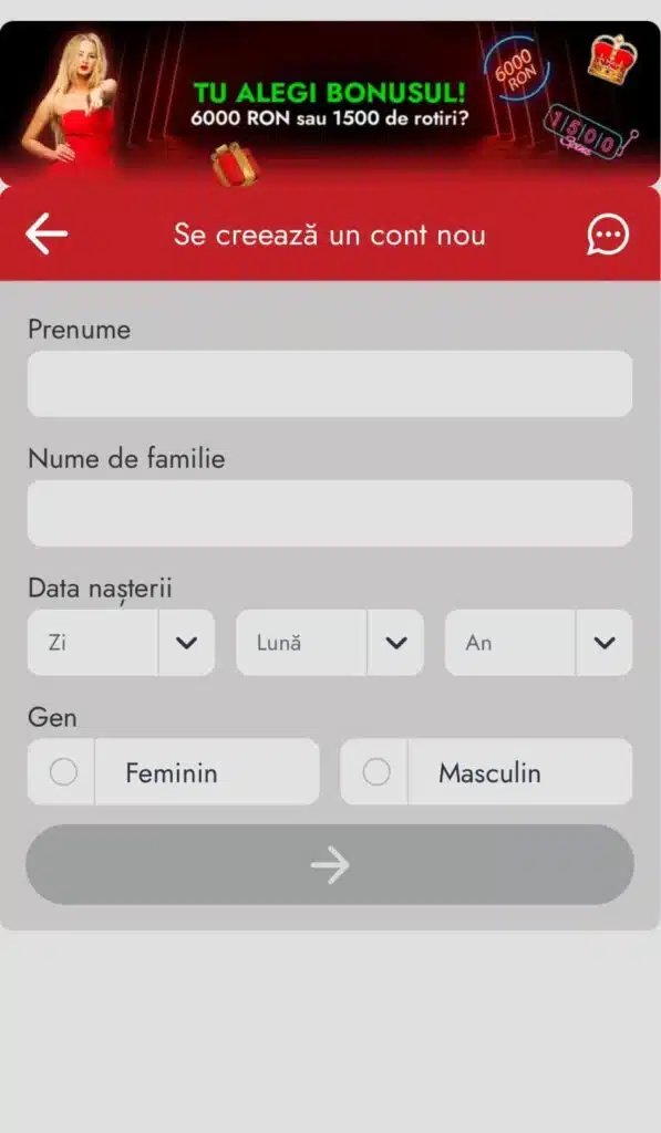 vivabet inregistrare pas 1