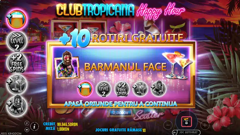 rotiri gratuite club tropicana happy hour