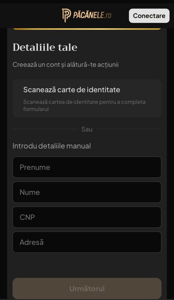 inregistrare pacanele.ro