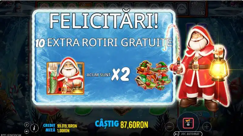 Multiplicatori progresivi Big Bass Christmas Frozen Lake nivelurile 2x 3x si 10x in rotirile gratuite