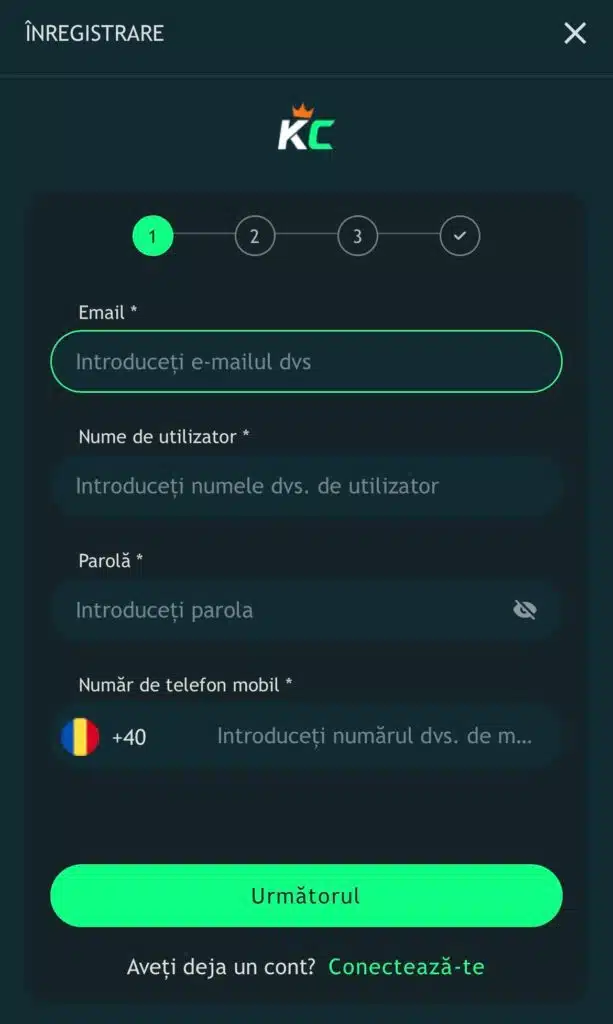 king casino inregistrare pas 1