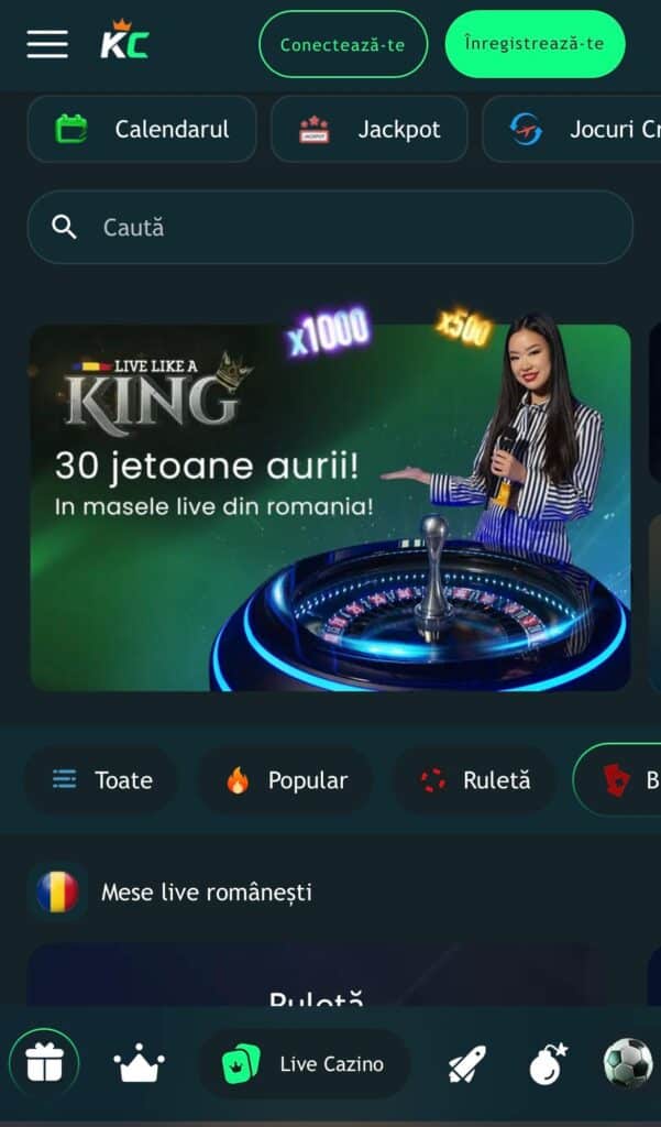 Mese live casino King casino - ruletă și blackjack cu dealeri români
