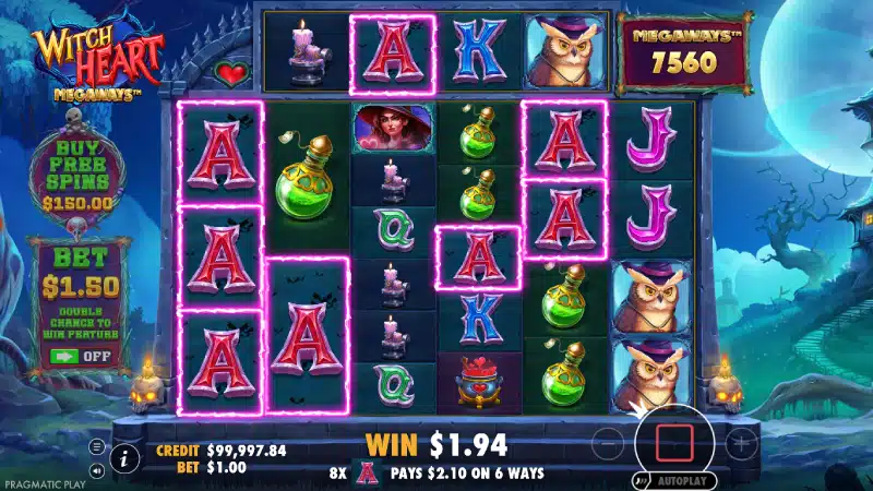 Witch Heart Wild explodează și generează wild-uri suplimentare pe rolele Witch Heart Megaways