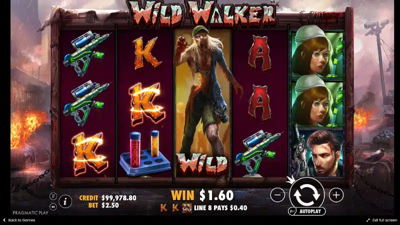 Simboluri Wild Walker - personaje supraviețuitori și zombie pe grila de joc