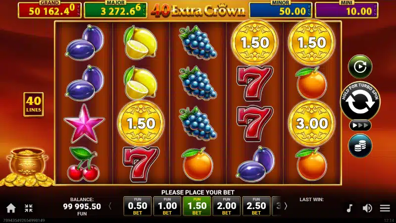Jackpot Golden Coins Link cu cele 4 niveluri în 40 Extra Crown Golden Coins Link