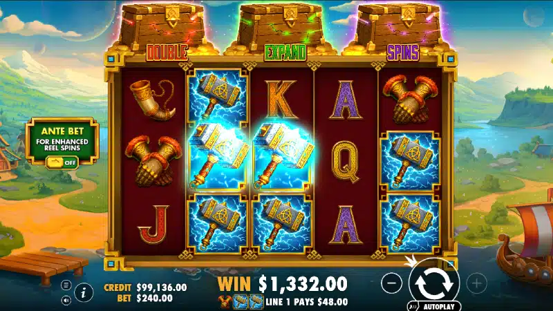 Tabel plăți Hammerstorm - valori simboluri la combinații de 5 pe linie