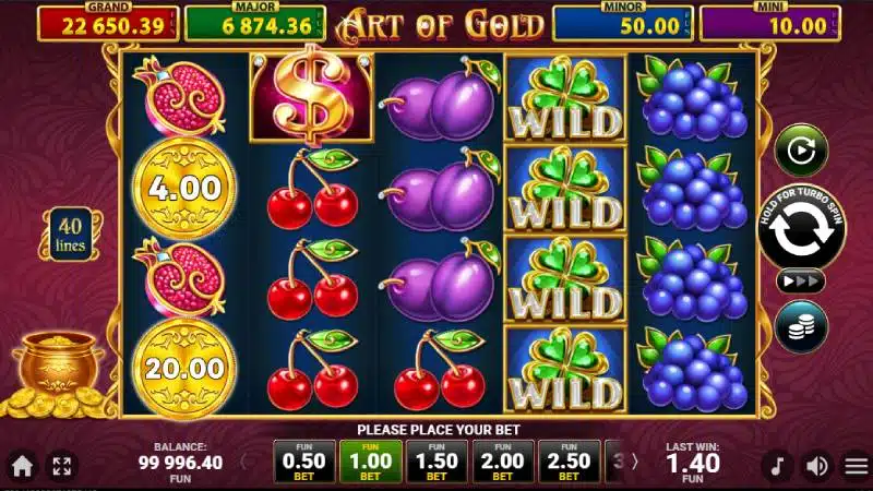 caracteristici art of gold golden coins