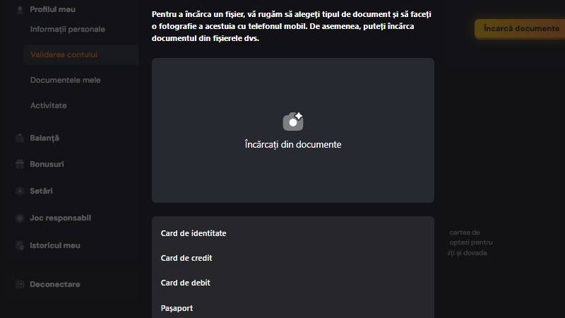 Documentele acceptate la verificarea Joker Casino, carte de identitate, pașaport și card