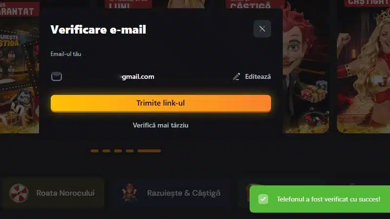 Pas 2: Verificare e-mail (telefonul deja validat)