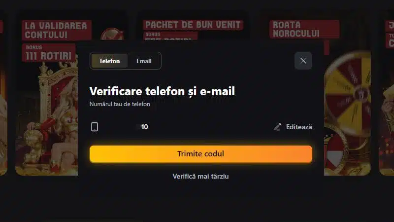 Pas 2: Verificare telefon prin cod SMS